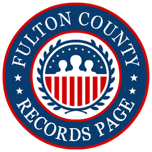 A round red, white, and blue logo with the words 'Fulton County Records Page' for the state of Georgia.